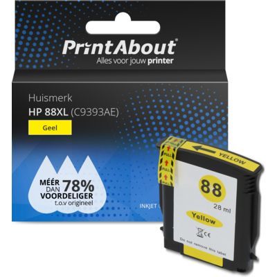 PrintAbout Huismerk 88XL (C9393AE) Yellow Ink Cartridge for HP