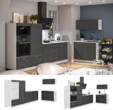 Vicco Keuken Fame-Line, Anthrazit-Gold Landhaus/Wit, 380 cm, WB Antraciet