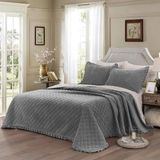 Famanu Icecat Beddengoedset, 3-delig, omkeerbaar, patchwork, fluweel, kingsize deken met sprei, inclusief 2 kussenslopen, 220 x 240 cm