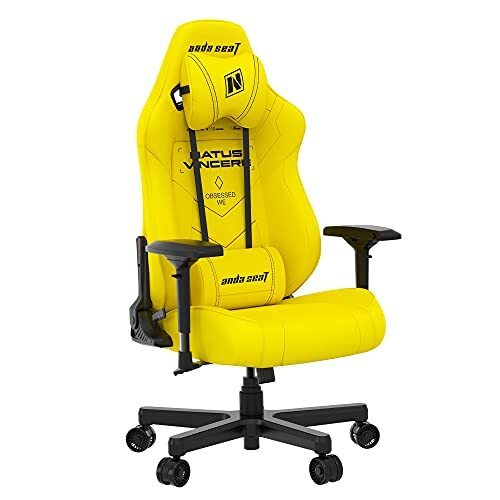Anda Seat Navi Esports Pro Gaming Stoel Geel - Premium Ergonomische bureaustoelen Leer met nek en lendenrugsteun Kussen Gaming Seat - Gaming Stoelen voor volwassenen en tieners