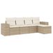 vidaXL 6-delige Loungeset met Kussens, Poly Rattan, Beige