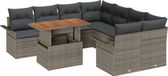 vidaXL Tuinset 9-delig Grijs Polyrattan