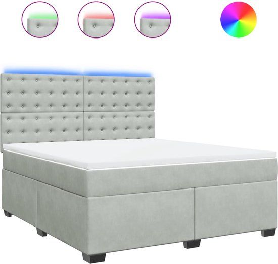 vidaXL Boxspring met matras fluweel lichtgrijs 180x200 cm
