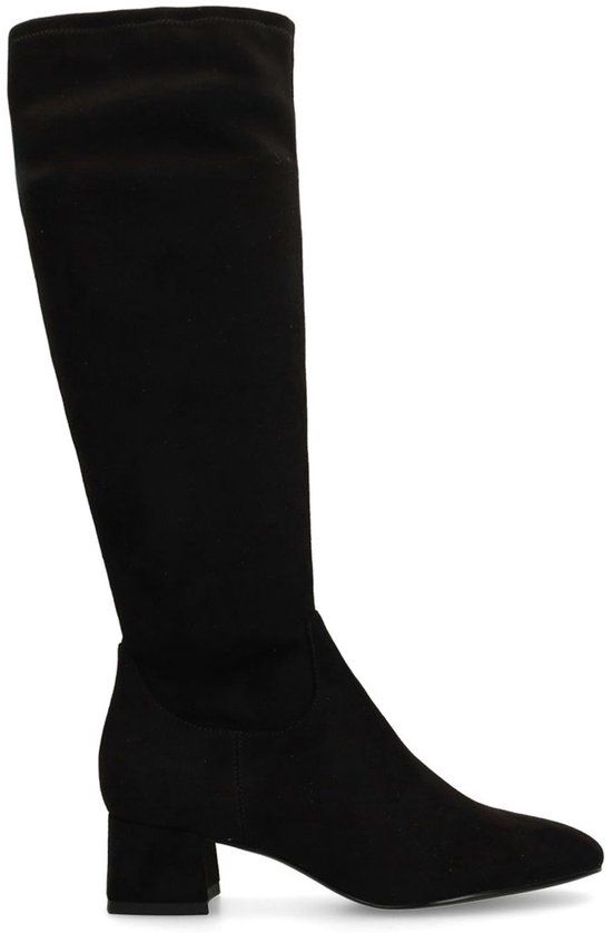 Manfield Zwarte Stretch Laarzen met Hak - Maat 40