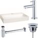 QeramiQ Fuente mitigeur évier – 38x24x7 cm – céramique blanc brillant – trou de robinet central – mitigeur chromé – sans cadre