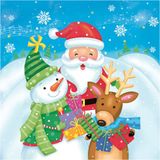 Daisy kerst thema servetten - 20x - 33 x 33 cm - kerstman, sneeuwpop en rendier