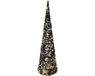Gerimport Verlicht kerstfiguur - kegel/piramide kerstboom - zwart - rotan - 80 cm
