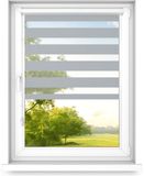 Fart Produkt time4blinds - Dubbele Rolgordijnen Zonder Boren - Zebra-Rolgordijnen voor Ramen en Deuren - om te Plakken, met Aluminium Cassette, Lichtdoorlatende Stof - Grijs, 900x1100, Links