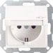 GIRA IP44 Wandcontactdoos met randaarde en klapdeksel Wit Mat