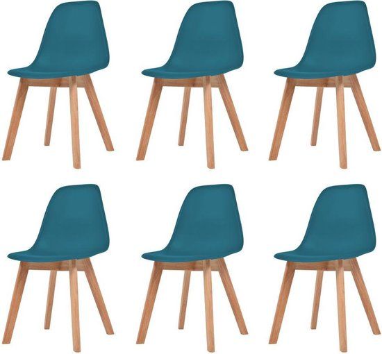 vidaXL Eetkamerstoelen 6 stuks kunststof turquoise