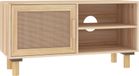 Bol Meuble TV 80x30x40 cm pin massif et rotin marron