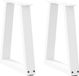 Pieds de table basse 2 pièces forme V 28x(42-43,3) cm acier blanc