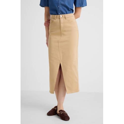Anytime denim rok beige