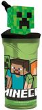 Stor Minecraft Drinkbeker met rietje – 360 ml – Herbruikbaar – Met 3D-figuur – BPA-vrij – Tumbler voor kinderen vanaf 4 jaar – Transparant groen