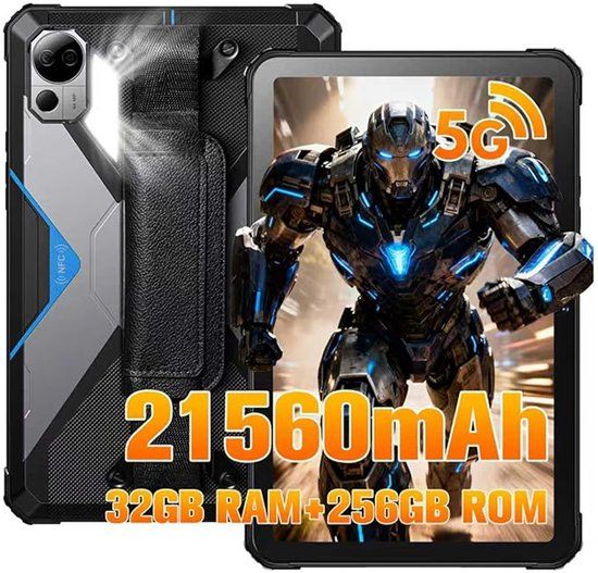 FOSSiBOT DT3 5G robuuste tablet, Android 15, 10,4 inch 1200x2000 scherm, 12 GB RAM, 256 GB ROM, WiFi 6, 21560 mAh-batterij, 66 W snelladen, 64 MP + 32 MP camera, LED-zaklamp, NFC, GPS/GALILEO/GLONASS/QZSS/BEIDOU/NavIC