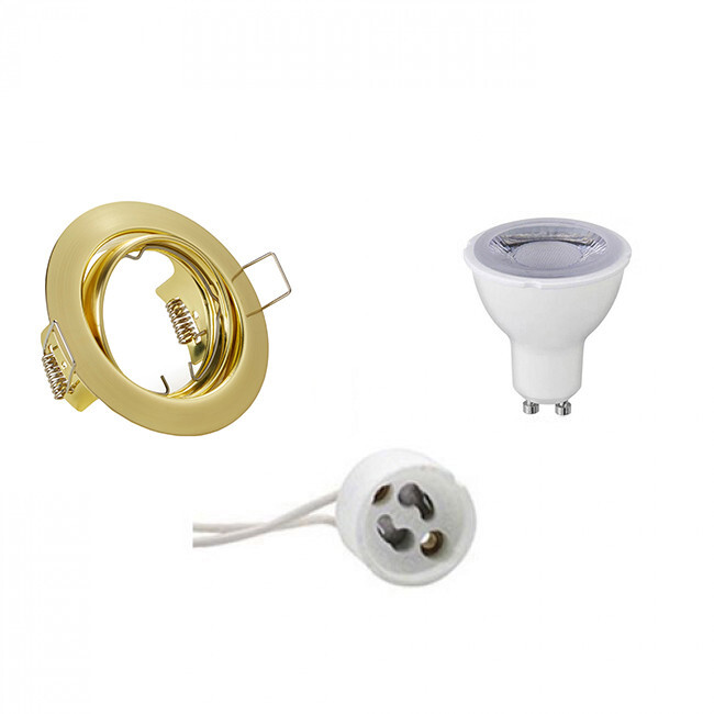 BES LED LED Spot Set - Trion - GU10 Fitting - Dimbaar - Inbouw Rond - Mat Goud - 6W - Warm Wit 3000K - Kantelbaar Ø83mm