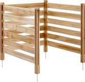 Écran de confidentialité en bois, 3 panneaux, avec lattes, pour climatiseurs, 36" L x 36" L