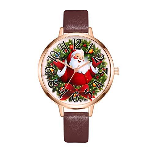 VILLCASE Polshorloge-Kerst Kerstman Horloge Elegant Kwarts Horloge Mooie Sporthorloge Sieraden voor Vrouw Meisje Dame (Koffie)