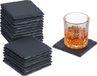 Merkloos Relaxdays Leisteen Onderzetters - Set van 20 - Vierkant - 10 x 10 cm - Antraciet