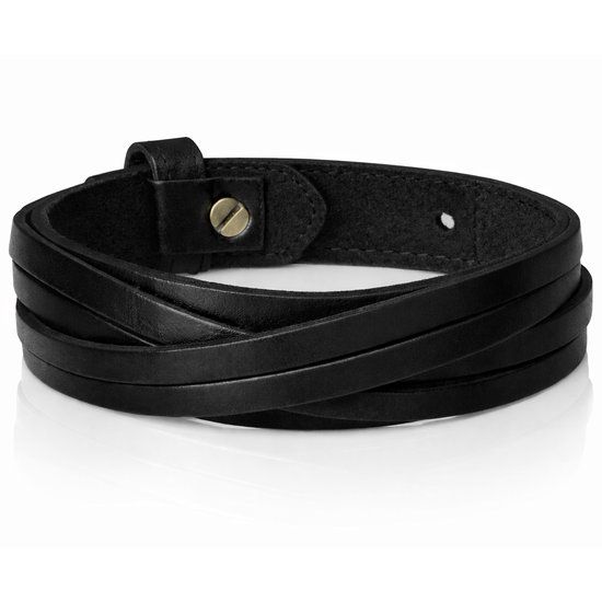 LGT JWLS Lookinggoodtoday Zwarte leren armband met gesneden leer