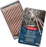 Derwent Metallic Kleurpotloden, Tekenen en Schrijven, Set van 12, Professionele Kwaliteit, 2305599