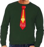 Bellatio Decorations Foute kersttrui / sweater stropdas suck my piek groen voor heren XL