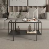 en.casa Salontafel Nynna gehard glas 90x50x50 cm zwart