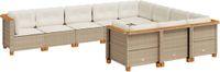 vidaXL 10-delige Loungeset met kussens poly rattan beige