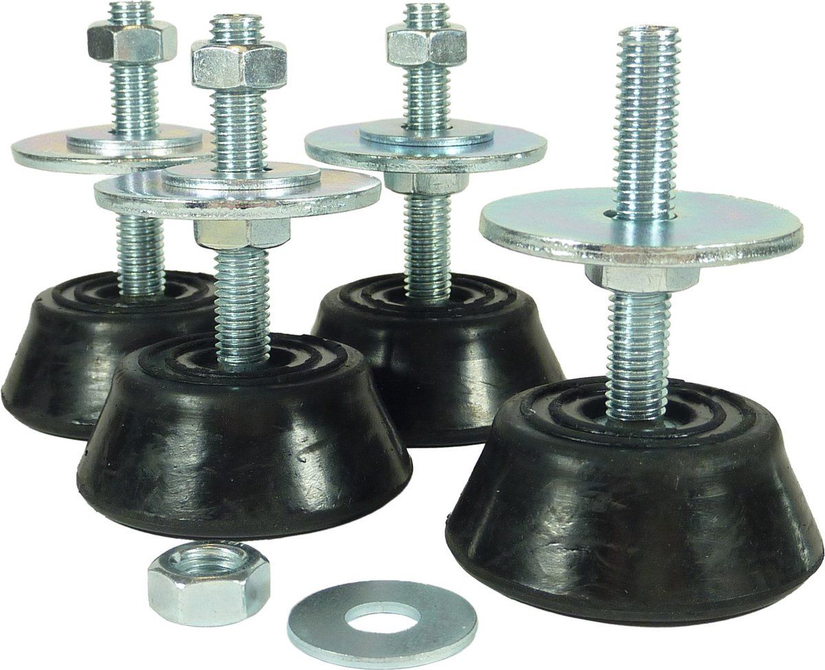 Ambicool Trillingsdempende nivelleer- / stelvoeten M8 voor airco of warmtepomp, set van 4 stuks