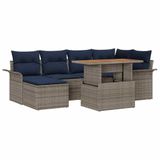 vidaXL Salon de jardin 7 pcs gris et bleu marine