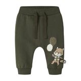 NAME IT BABY joggingbroek met borduursels en print - olijfgroen