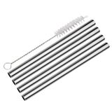 Cilio Drinkrietjes STEEL PICCOLO 14 cm, set van 4, extra breed, cocktaildrinkrietje, roestvrij staal, incl. reinigingsborstel