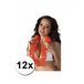 Merkloos / Sans marque Hawaii krans - 12x - oranje - stof - hawaikransen - 1 meter - tropisch - hawaii slinger