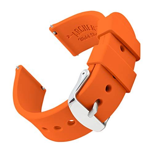 Archer Watch Straps - Quick Release Horlogebanden - Siliconen Rubber - Knal Oranje - 24mm