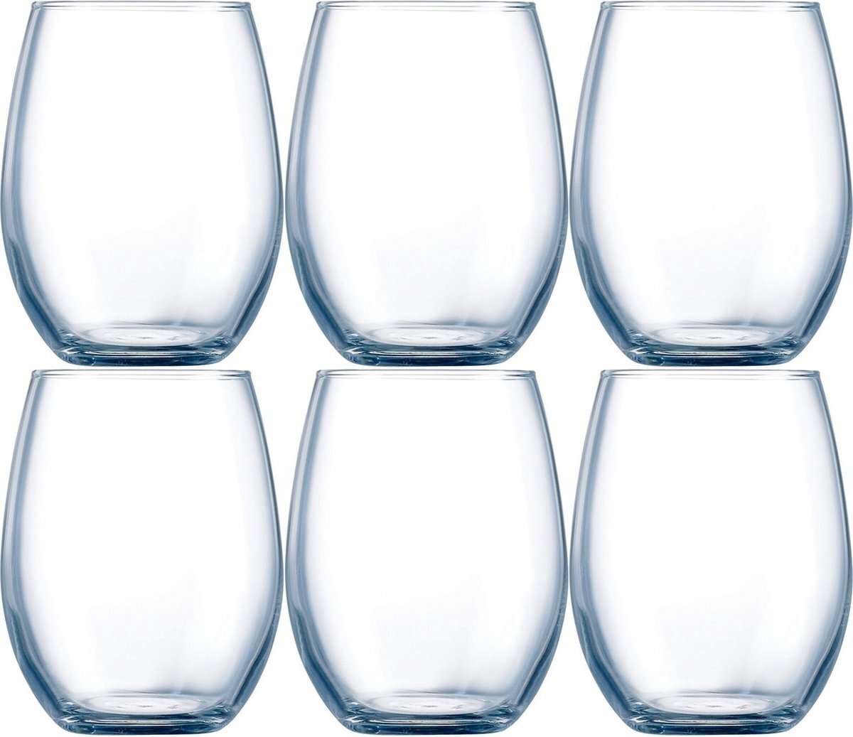 Chef & Sommelier 6x Stuks luxe transparante drinkglazen 440 ml van glas - Waterglazen - Dessertglazen