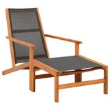 VidaXL Fauteuil de jardin en eucalyptus noir avec repose-pieds