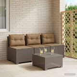 vidaXL 3-Zits Tuinbank met Kussens Rattan Look PP Lichtgrijs