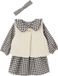 Vertbaudet 3-delige set baby ruitjesjurk + gilet + haarband