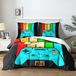 TRANKIELO® Parure de lit gamer 200 x 200 cm - Microfibre, 3 pièces, avec motif de jeu et 2 taies d'oreiller 65 x 65 cm