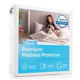 Linenspa Waterdichte gladde top premium Cal King matrasbeschermer, ademende en hypoallergene dubbele matrashoezen, wit