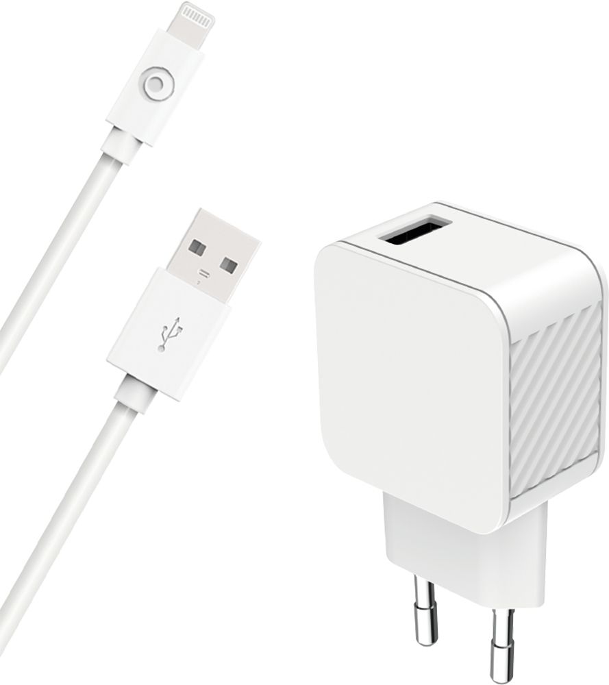 Bigben CS24AACBLMFIRW - Smartphone Charger - White - 12W - Lightning - 1.2m Cable