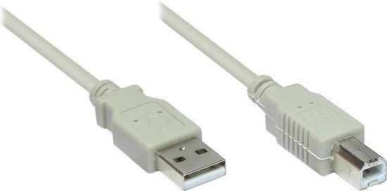 Alcasa 2510-1OF - 1 m - USB A - USB B - USB 2.0 - Male/Male - White