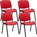 CLP Ken 4-delige set bezoekersstoelen - Kunstleer rood
