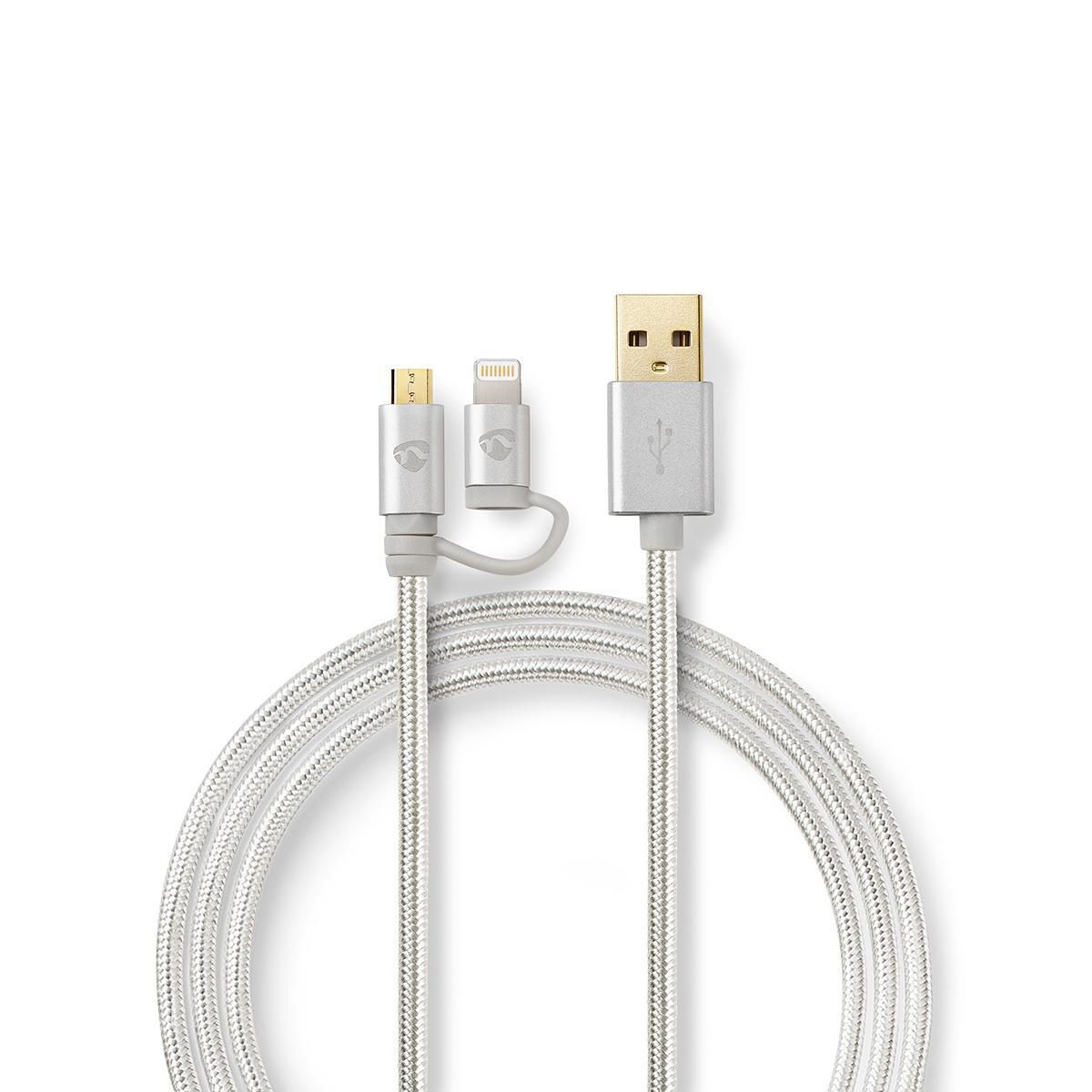 Nedis CCTB39400AL20 USB-kabel - 2 m - Aluminium