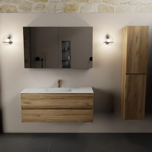 Mondiaz Aivy badmeubelset - 120x45x50cm - 2 lades - Met spiegelkast - Melamine Chai AIVY80326