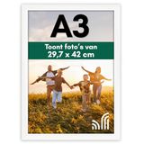 Americanflat A3 Fotolijst met Schokbestendig Glas - 29,7x42 cm Fotolijst Gemaakt van Samengesteld Hout voor Verticale of Horizontale Muurweergave - Moderne Lijst voor Posters & Foto’s - Wit