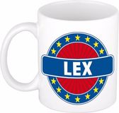 Bellatio Decorations - Lex voornaam - koffiemok - beker - wit/blauw - 300 ml