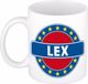 Bellatio Decorations - Lex voornaam - koffiemok - beker - wit/blauw - 300 ml