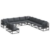vidaXL - Tuinbank - Set - 11 - st - Zwart - Aluminium
