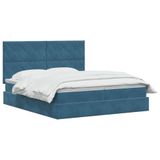 vidaXL - Opbergbed - met - hoofdeinde - Donkerblauw - 200 - x - 200 - cm - Fluweel